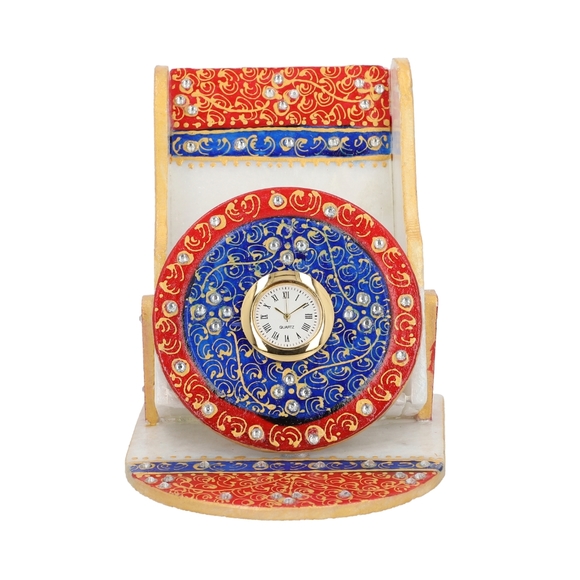 Marble Clock Phone Holder - Red and Blue - Picture 6 of 7